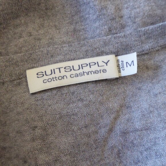 SuitSupply Gray V-neck Cotton Cashmere Long Sleeve Lightweight Sweater Top M - Picture 5 of 7